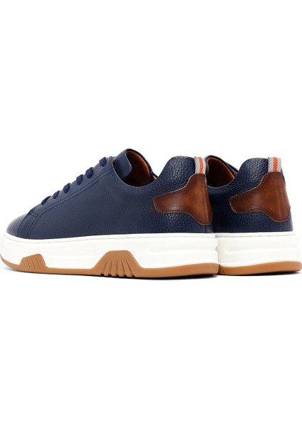 Erkek Lacivert Bağcıklı Kalın Tabanlı Deri Sneaker 25WFD6885FT indirimleri