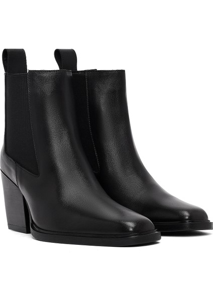 Kadın Siyah Kalın Topuklu Deri Chelsea Bot 25WFD141318 indirimleri