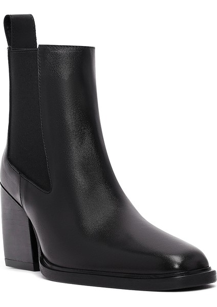 Kadın Siyah Kalın Topuklu Deri Chelsea Bot 25WFD141318