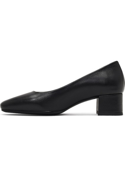 Flex Kadın Siyah Kısa Kalın Topuklu Deri Ayakkabı 25AFD380018 fiyatları