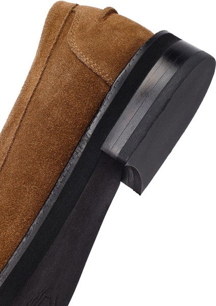Kadın Vizon Süet Deri Maskülen Loafer 25AFD260310