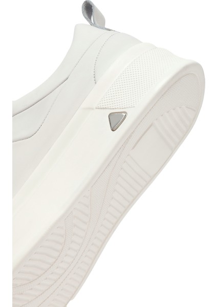 Erkek Beyaz Bağcıklı Kalın Tabanlı Deri Sneaker 25WFD612318