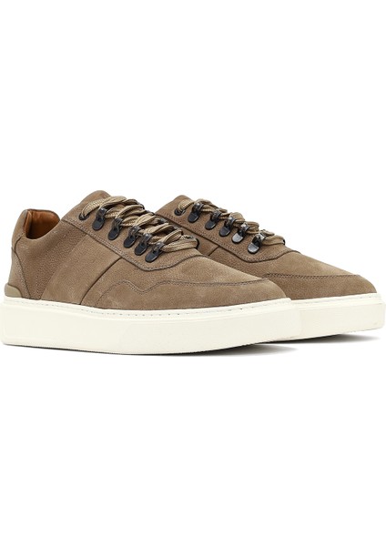 Erkek Vizon Bağcıklı Kalın Tabanlı Nubuk Deri Sneaker 25WFD7072V3 modelleri