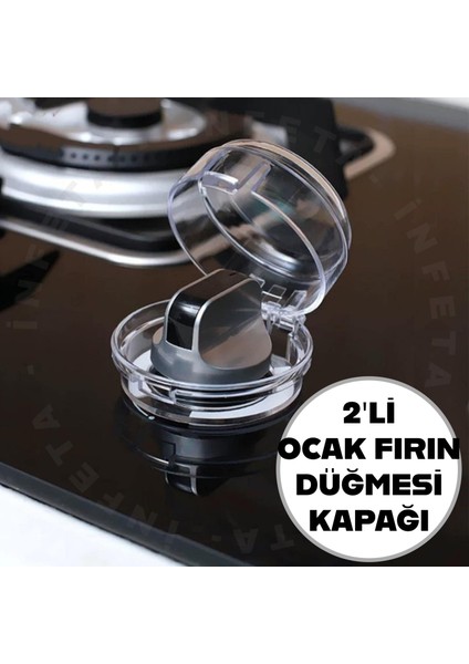 2 Adet Ocak Fırın Düğmesi Çocuk Güvenlik Kapağı Çocuk Bebek Ocak Teması Koruyucu Kilit