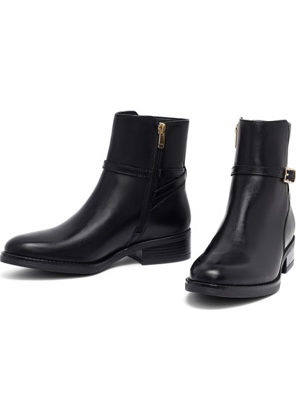 Kadın Siyah Fermuarlı Deri Bot 25WFD281418 modelleri