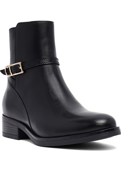 Kadın Siyah Fermuarlı Deri Bot 25WFD281418