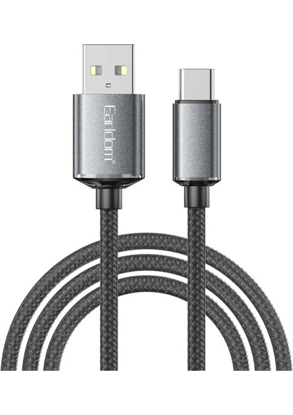EC-199C 1.2m 3A USB To Type-C Hızlı Şarj Kablosu - Siyah