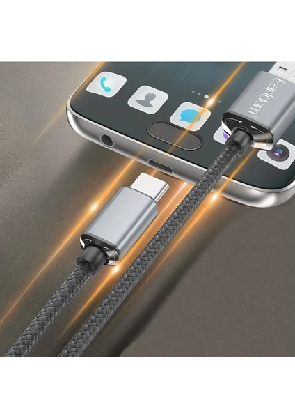 EC-199C 1.2m 3A USB To Type-C Hızlı Şarj Kablosu - Siyah indirimleri
