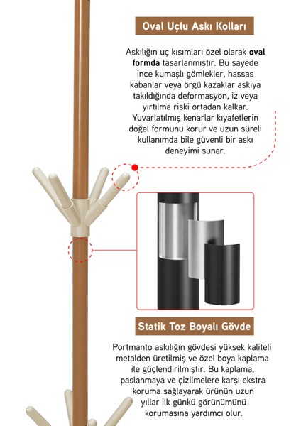Modern Portatif Elbise Askısı Ayaklı Portmanto Askı Vestiyer Askılık - Kahve fiyatları