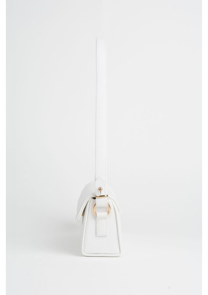 Kadın Gelincik Beyaz Dokulu Suni Deri Astarlı Çıt Çıt Kapama El Kol ve Omuz Çantası modelleri