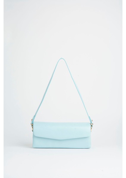 Kadın Gelincik Bebe Mavi Dokulu Suni Deri Astarlı Çıt Çıt Kapama El Kol ve Omuz Çantası fırsatları