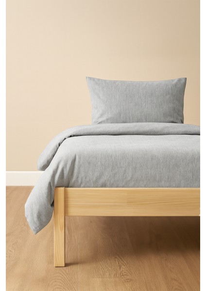 Tek Kişilik Nevresim Takımı Gri Eco Cotton