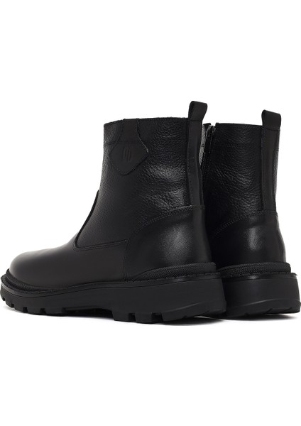 Erkek Siyah Fermuarlı Deri Casual Bot 25WFD681014