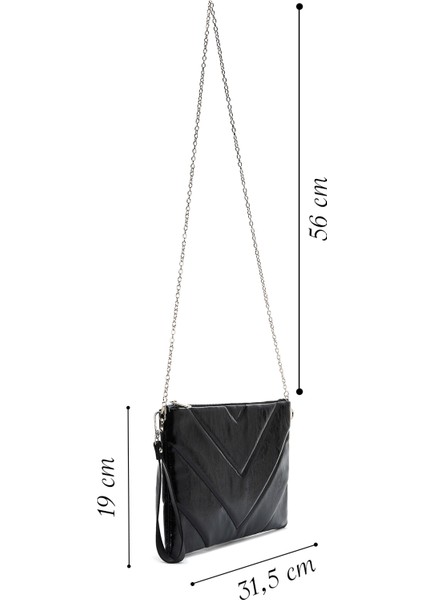 Kadın Siyah Zincir Askılı Desenli Portföy Çanta 25ABD220132 fiyatları