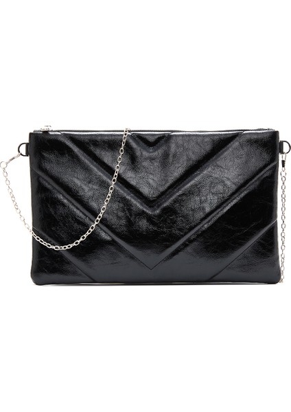 Kadın Siyah Zincir Askılı Desenli Portföy Çanta 25ABD220132 modelleri