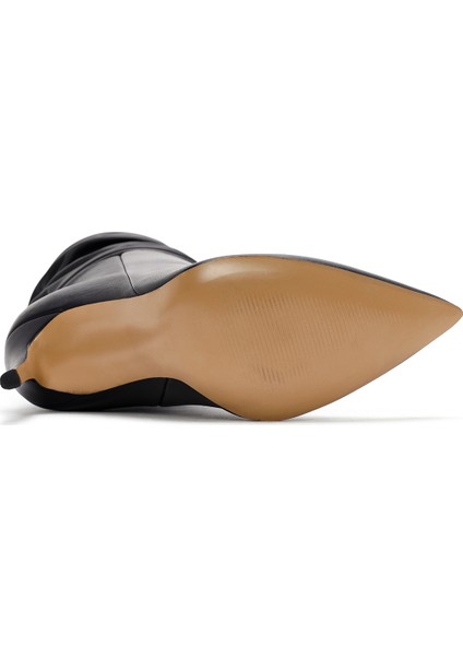 Kadın Siyah Yüksek Ince Topuklu Deri Çizme 25WFD120518