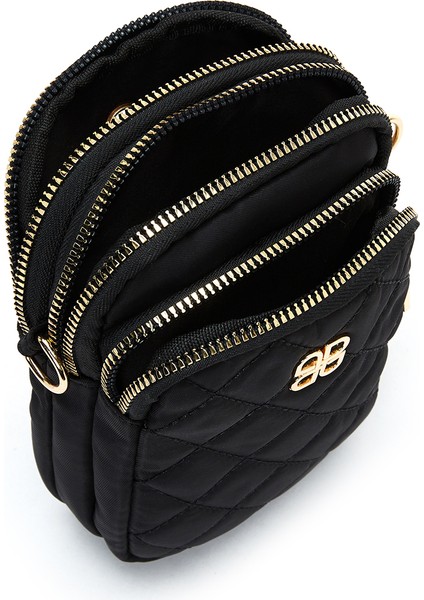 Kadın Siyah Uzun Askılı Kumaş Çapraz Çanta 25WBD24576F