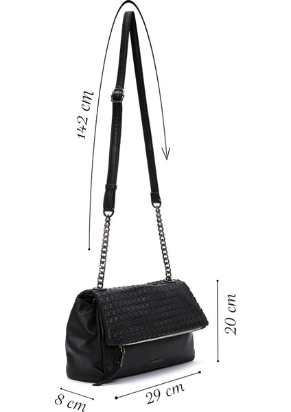 Kadın Siyah Uzun Askılı Desenli Çapraz Çanta 25WBD247014 fiyatları