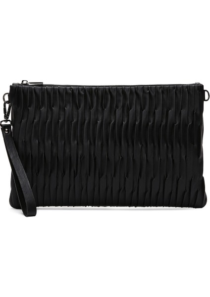 Kadın Siyah Zincir Askılı Desenli Portföy Çanta 25ABD220018