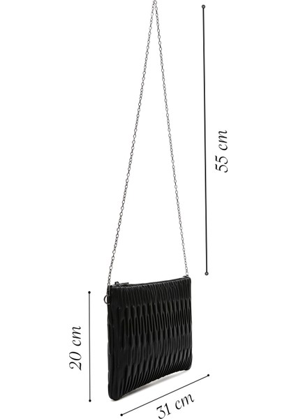 Kadın Siyah Zincir Askılı Desenli Portföy Çanta 25ABD220018 fiyatları