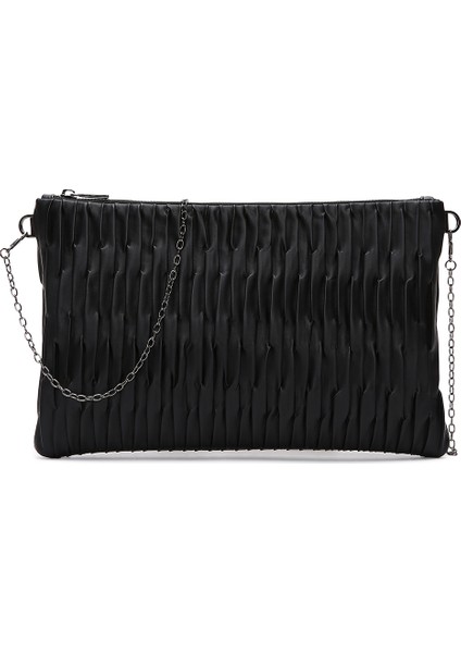 Kadın Siyah Zincir Askılı Desenli Portföy Çanta 25ABD220018 modelleri