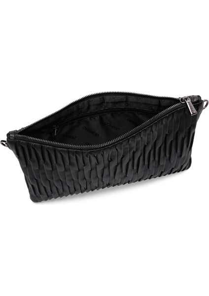 Kadın Siyah Zincir Askılı Desenli Portföy Çanta 25ABD220018