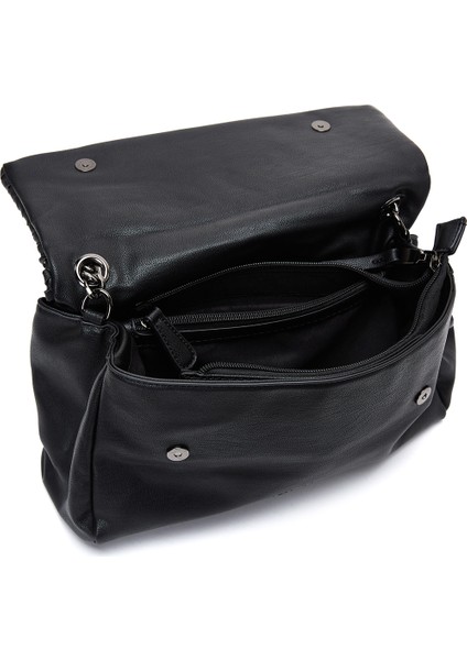 Kadın Siyah Uzun Askılı Desenli Çapraz Çanta 25WBD247014