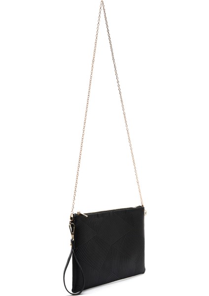 Kadın Siyah Zincir Askılı Desenli Portföy Çanta 25WBD220432 indirimleri