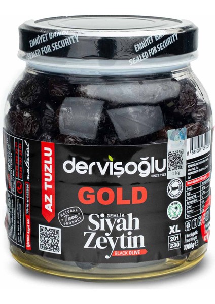 Gold Siyah Zeytin XL Az Tuzlu 1 kg
