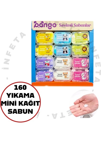 Kutulu 160 Yaprak Mini Kağıt Sabun-Sevimli Seyahat Piknik Karışık Renk Sabun