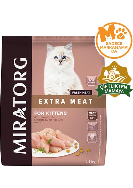 Extra Meat Kitten Tavuk Etli Yavru Kedi Maması 1,5 kg