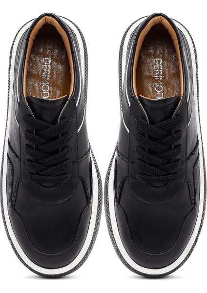 Kadın Siyah Bağcıklı Kalın Tabanlı Deri Sneaker 25AFD510818