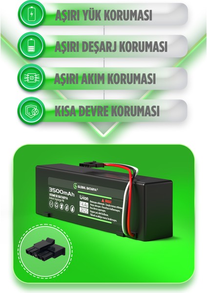 Viomi Se Uyumlu Akıllı Robot Süpürge Bataryası 14.4V 3500MAH Li-Ion Pil (Yüksek Kapasite) fiyatları