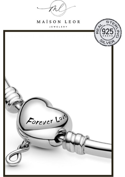 Sonsuz Sevgi Gümüş Bileklik Charm Taşıyıcı