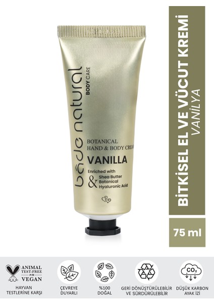 Vanilya Bitkisel El ve Vücut Kremi %100 Doğal ve Vegan 75ML