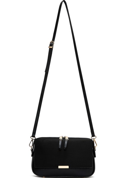 Kadın Siyah Zincir Askılı Süet Çapraz Çanta 25ABD210210