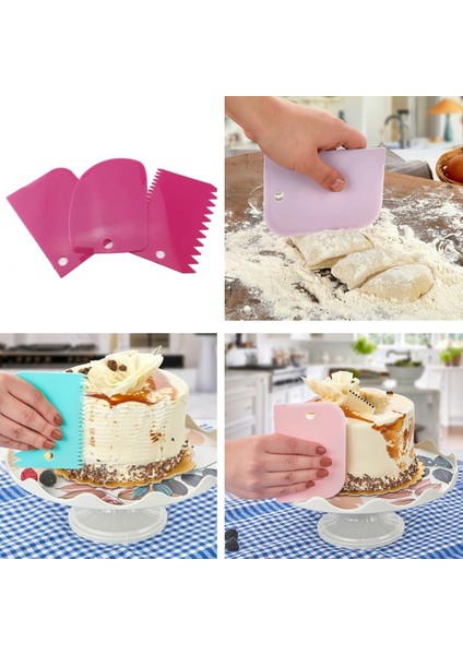 Silikon Ölçekli Hamur Açma Matı ve 3'lü Hamur Kesici Kazıyıcı Şekillendirici Set modelleri