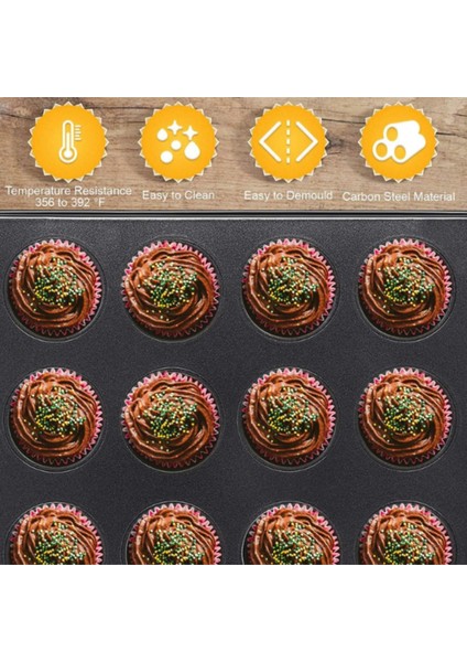 24 Bölmeli Metal Muffin Kek Kalıbı ve 100 Adet Cupcake Kağıdı Seti - Kek Kalıbı Seti fırsatları