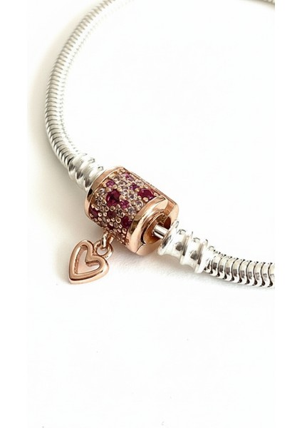 Rose Klipsli Gümüş Bileklik Charm Taşıyıcı fiyatları