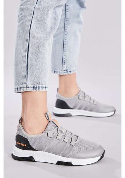 Unisex Füme Rahat Kalıp Şeritli Bağcıklı Spor Ayakkabı