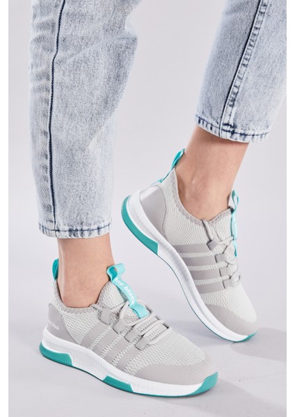 Unisex Gri Yeşil Rahat Kalıp Şeritli Bağcıklı Spor Ayakkabı fiyatları