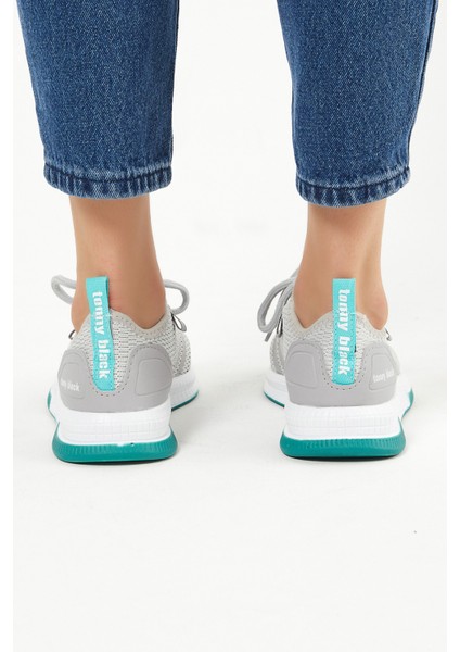 Unisex Gri Yeşil Rahat Kalıp Şeritli Bağcıklı Spor Ayakkabı indirimleri