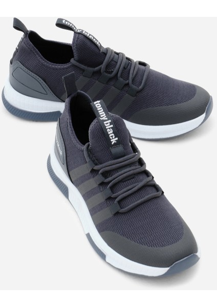Unisex Koyu Gri Rahat Kalıp Şeritli Bağcıklı Spor Ayakkabı modelleri