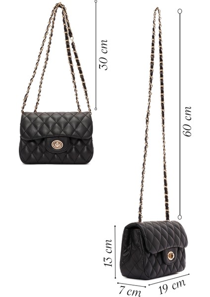 Kadın Siyah Uzun Askılı Kapitone Mini Çapraz Çanta 25ABD2003KP fiyatları