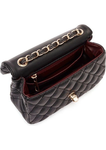 Kadın Siyah Uzun Askılı Kapitone Mini Çapraz Çanta 25ABD2003KP