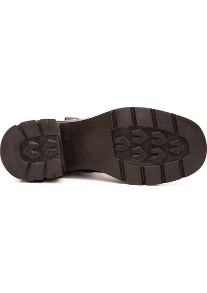 Kadın Kalın Topuklu Bot Hakiki Deri Kauçuk Kaymaz Taban