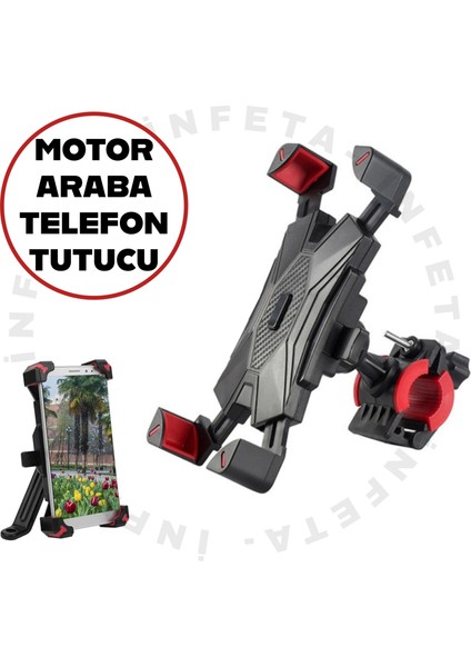 360° Bisiklet Motorsiklet Bebek Arabası Telefon Tutucu- Ayarlı Düğmeli Telefon Tutucu
