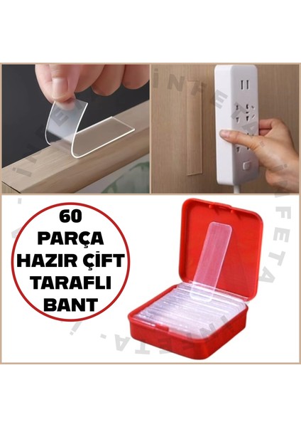 1 Kutu 60 Parça Çift Taraflı Bant Montaj Dekor Seti 1 cm x 4,5 cm