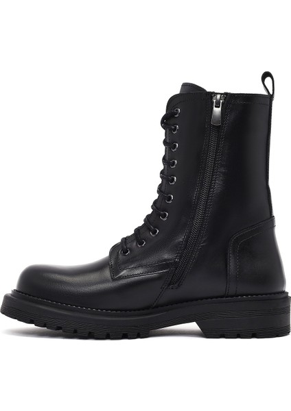 Kadın Siyah Fermuarlı Deri Postal Bot 25WFD187018 fiyatları