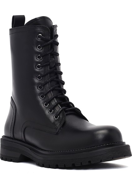 Kadın Siyah Fermuarlı Deri Postal Bot 25WFD187018